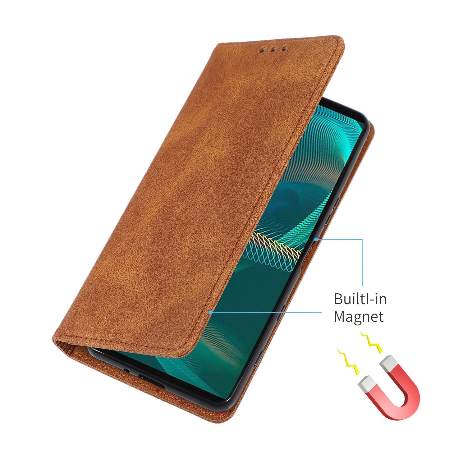 For Sony Xperia 5 III 5G Shockproof Case PU Leather Wallet Phone Shell Magnetic Closure Stand Cover