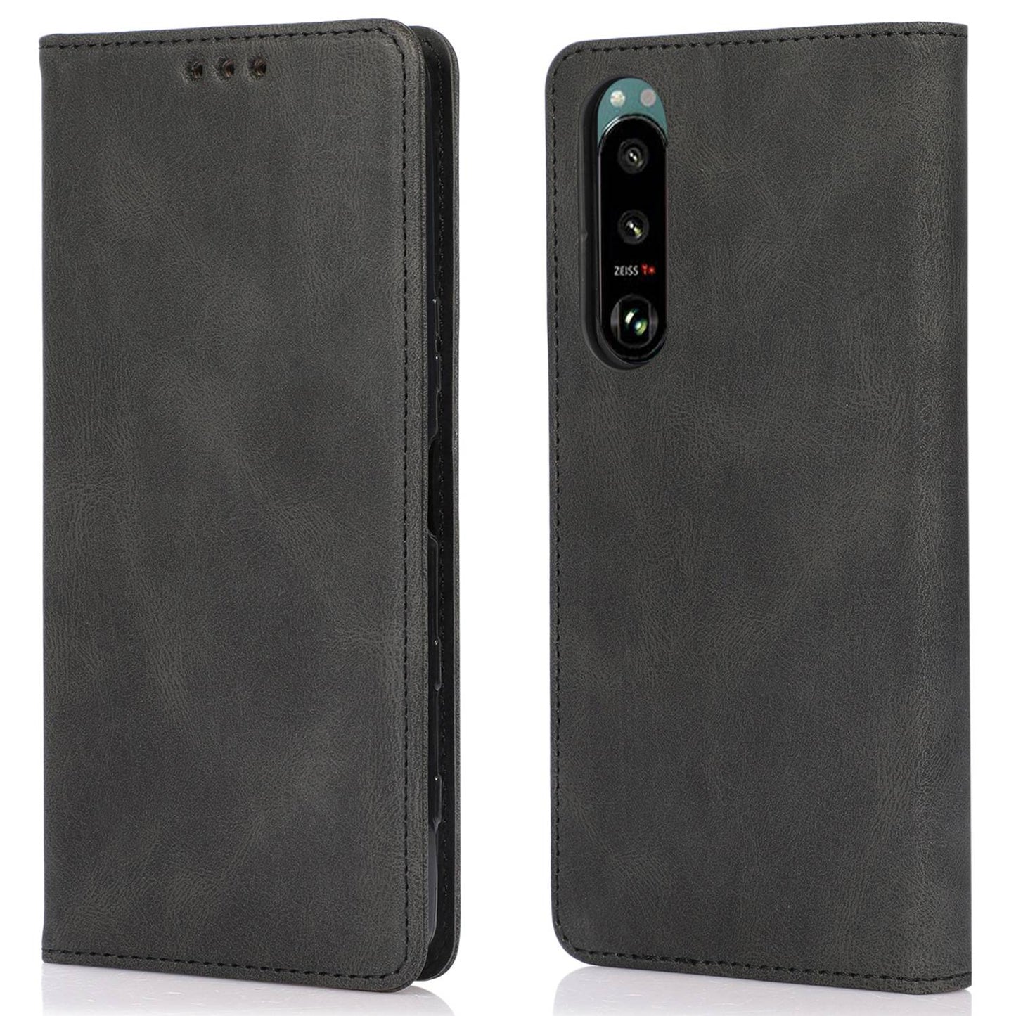 For Sony Xperia 5 III 5G Shockproof Case PU Leather Wallet Phone Shell Magnetic Closure Stand Cover
