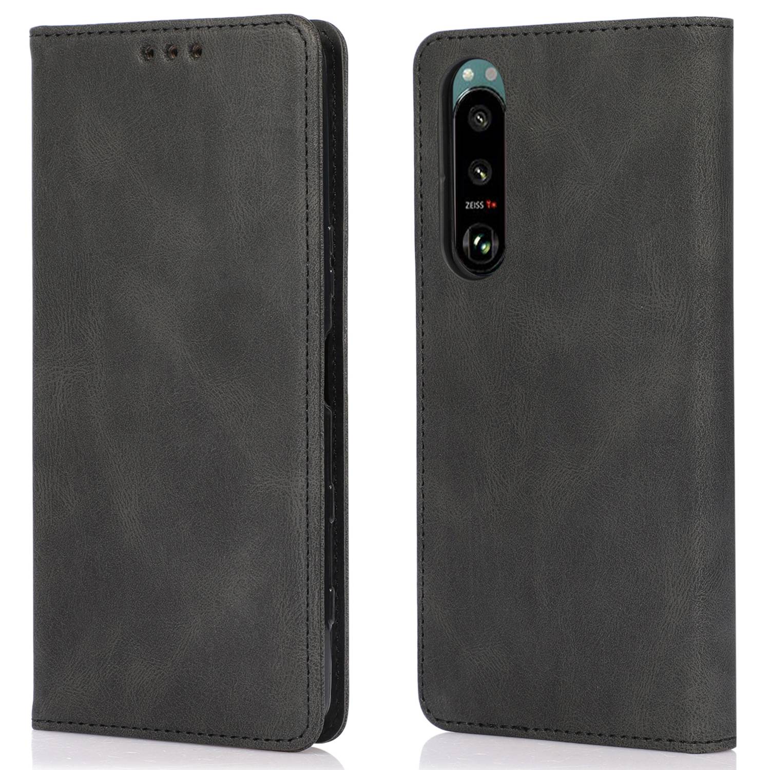 For Sony Xperia 5 III 5G Shockproof Case PU Leather Wallet Phone Shell Magnetic Closure Stand Cover