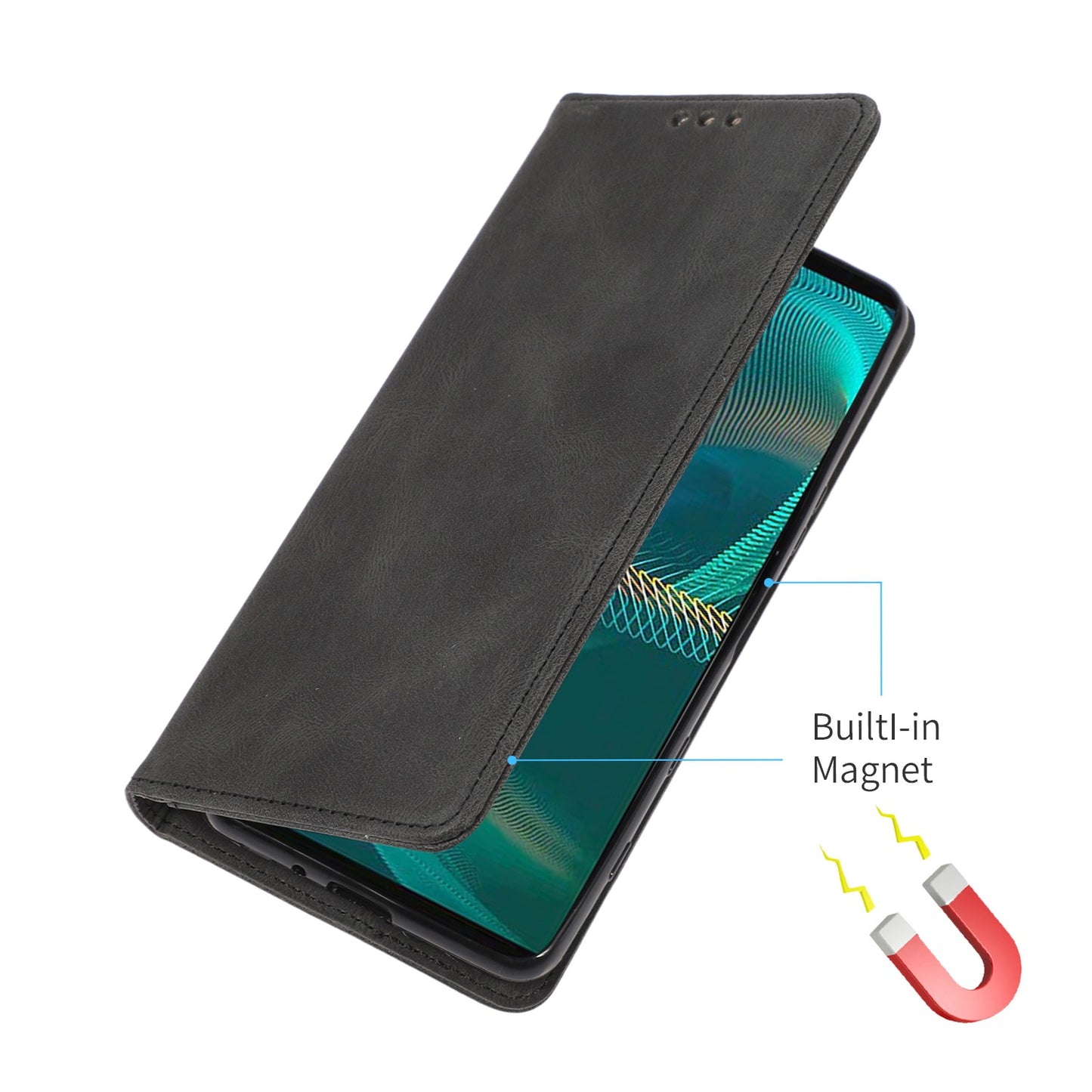 For Sony Xperia 5 III 5G Shockproof Case PU Leather Wallet Phone Shell Magnetic Closure Stand Cover