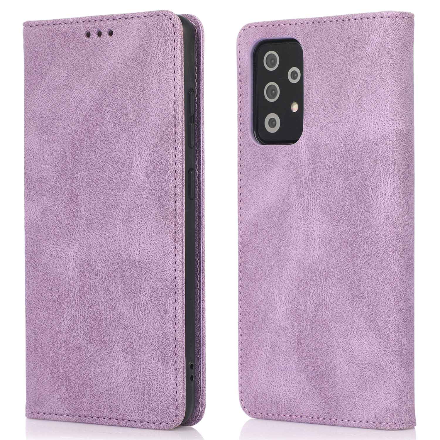 For Samsung Galaxy A52 4G  /  5G / A52s 5G Magnetic Adsorption Phone Case PU Leather Protective Cover with Stand / Wallet