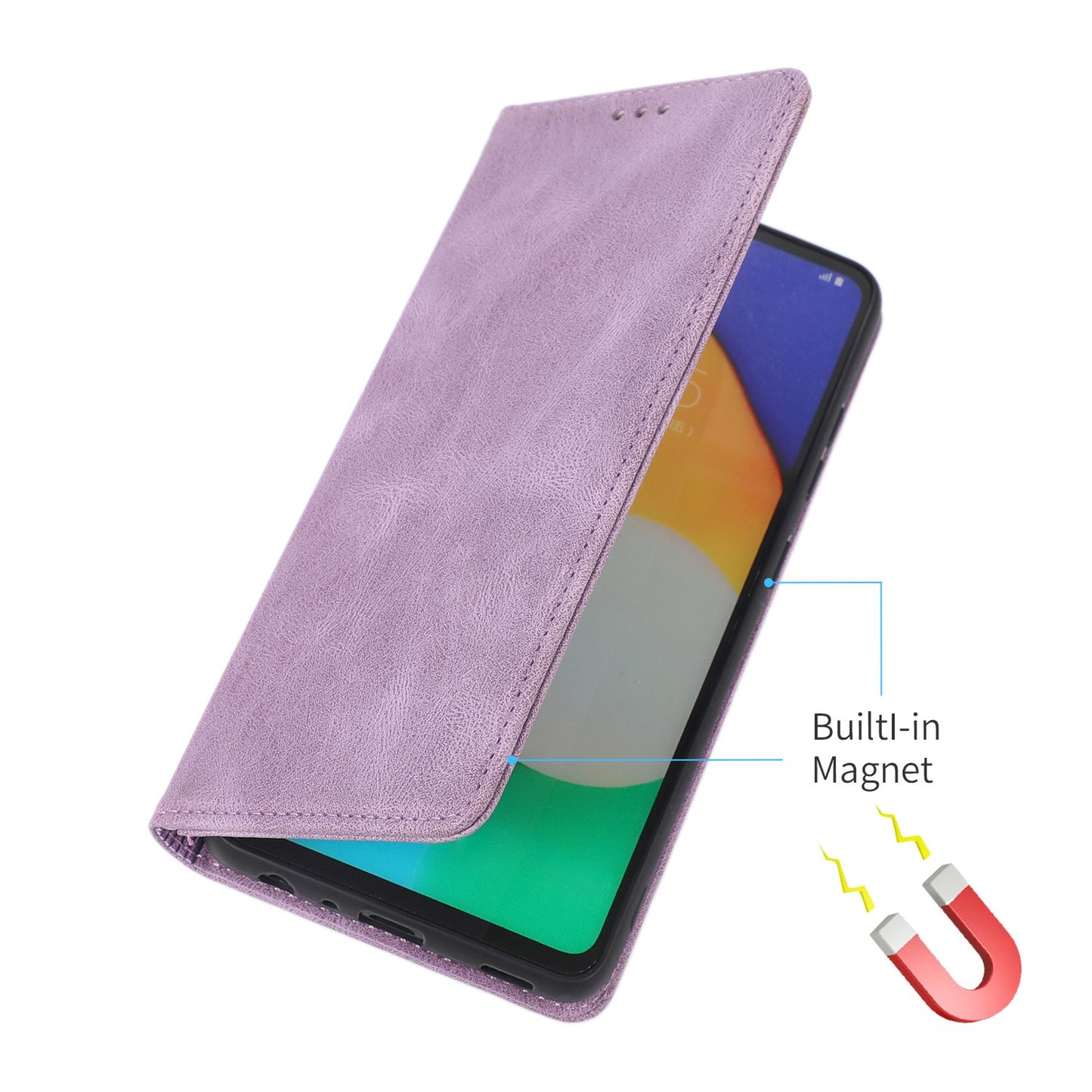 For Samsung Galaxy A52 4G  /  5G / A52s 5G Magnetic Adsorption Phone Case PU Leather Protective Cover with Stand / Wallet