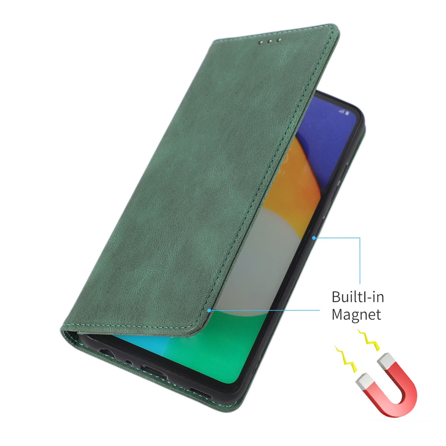 For Samsung Galaxy A52 4G  /  5G / A52s 5G Magnetic Adsorption Phone Case PU Leather Protective Cover with Stand / Wallet