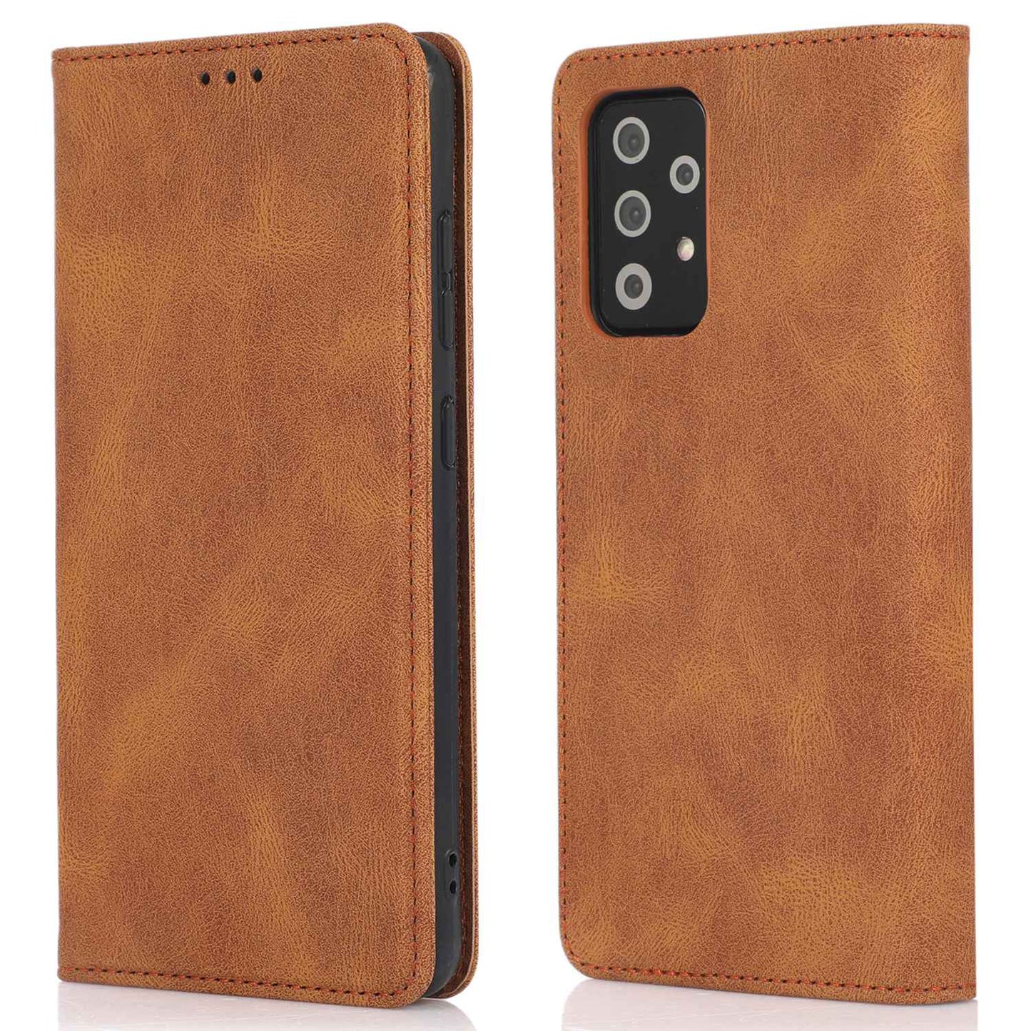 For Samsung Galaxy A52 4G  /  5G / A52s 5G Magnetic Adsorption Phone Case PU Leather Protective Cover with Stand / Wallet