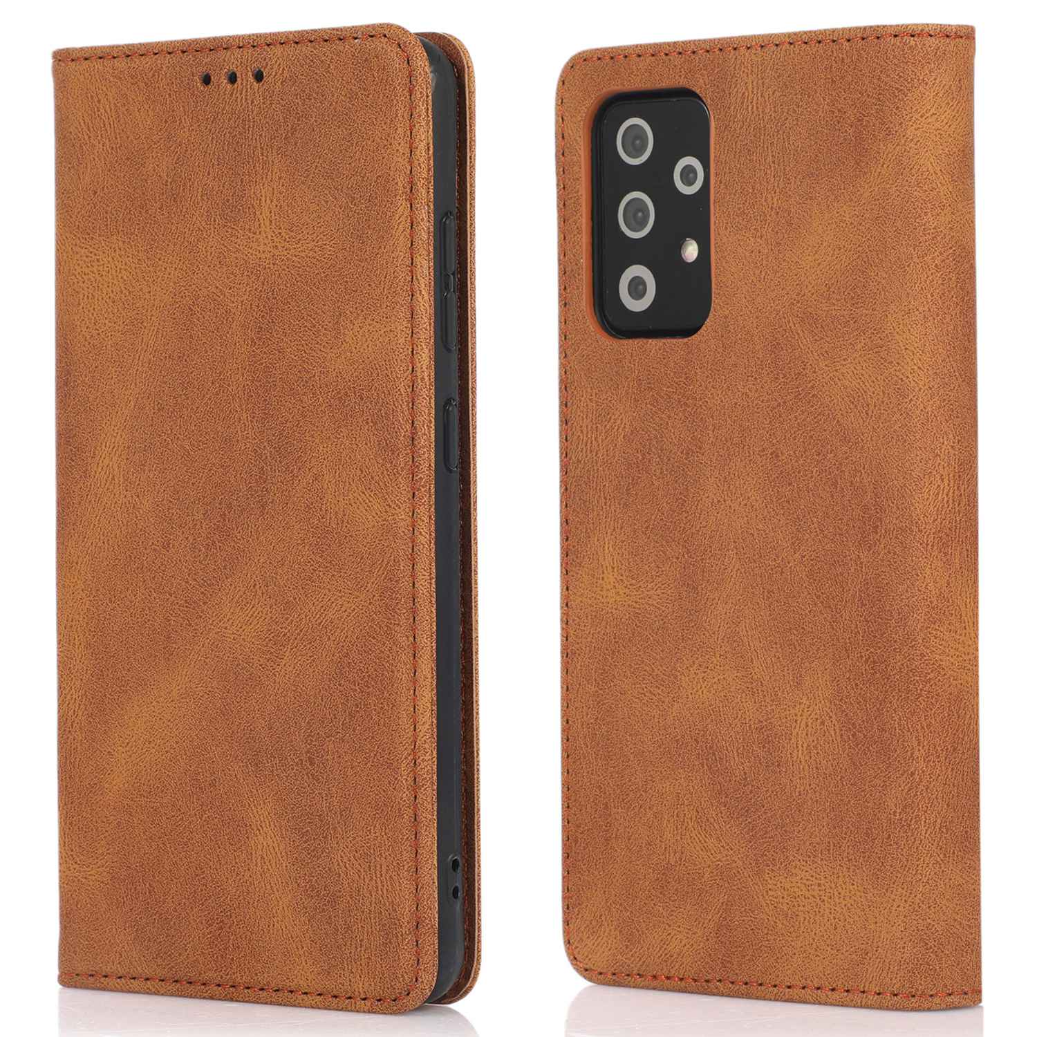 For Samsung Galaxy A52 4G  /  5G / A52s 5G Magnetic Adsorption Phone Case PU Leather Protective Cover with Stand / Wallet