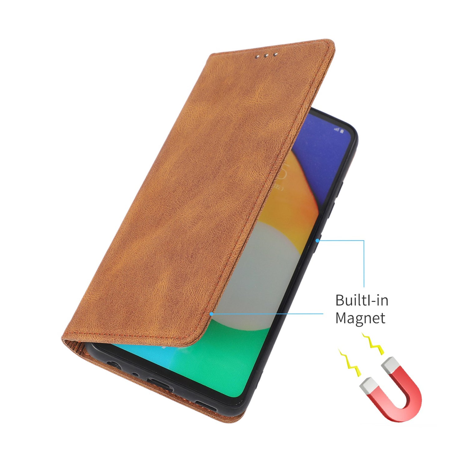 For Samsung Galaxy A52 4G  /  5G / A52s 5G Magnetic Adsorption Phone Case PU Leather Protective Cover with Stand / Wallet