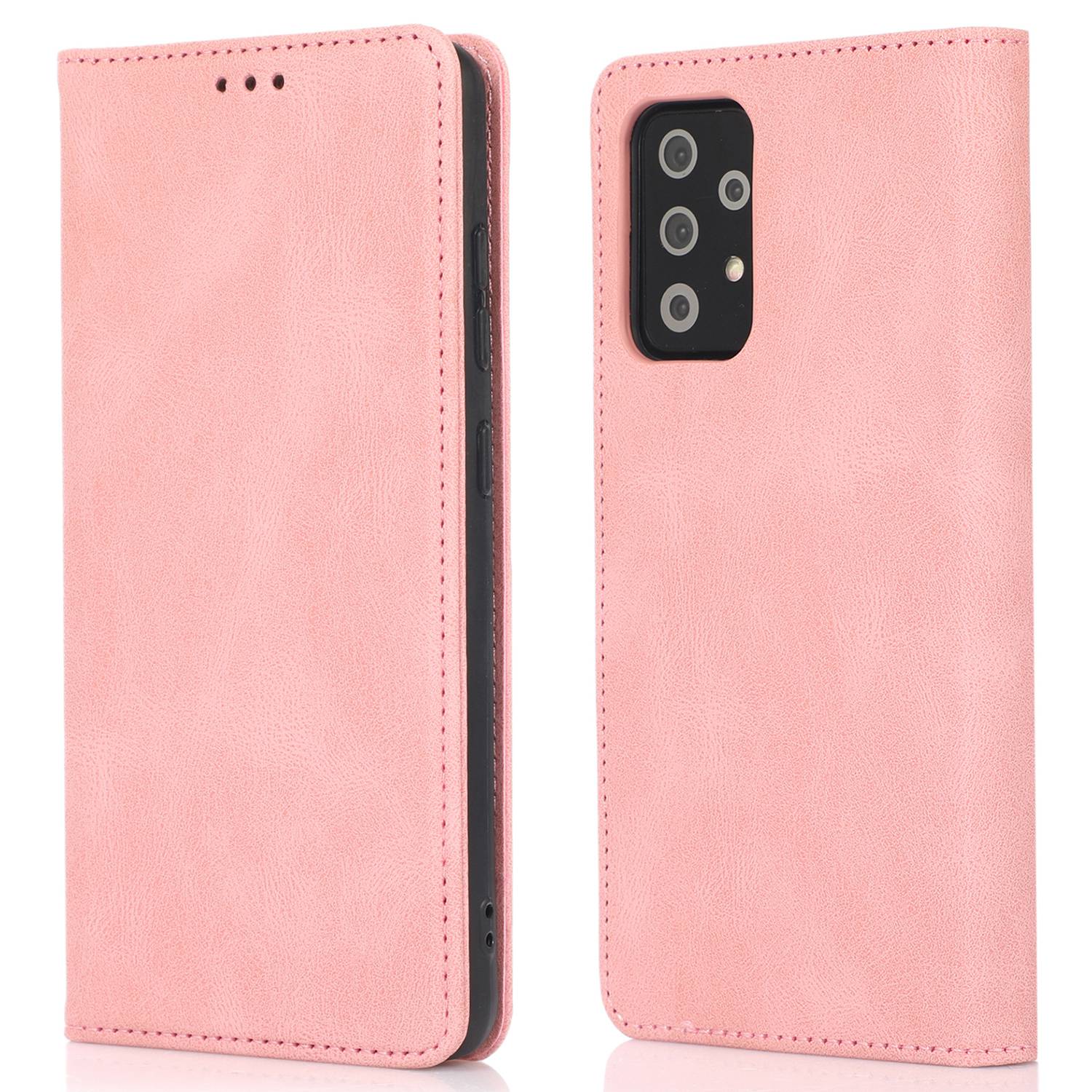 For Samsung Galaxy A52 4G  /  5G / A52s 5G Magnetic Adsorption Phone Case PU Leather Protective Cover with Stand / Wallet
