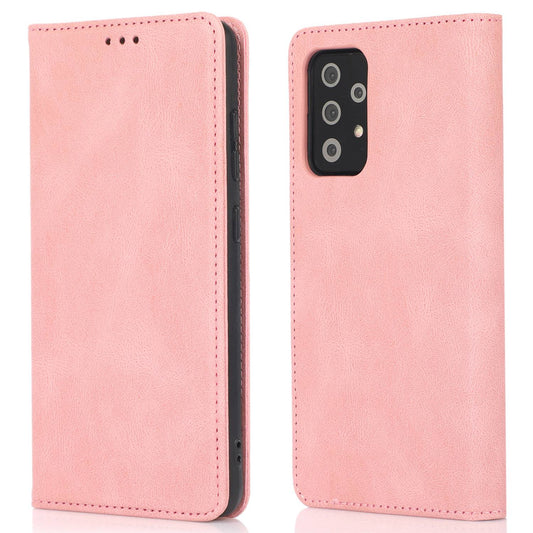 For Samsung Galaxy A52 4G  /  5G / A52s 5G Magnetic Adsorption Phone Case PU Leather Protective Cover with Stand / Wallet