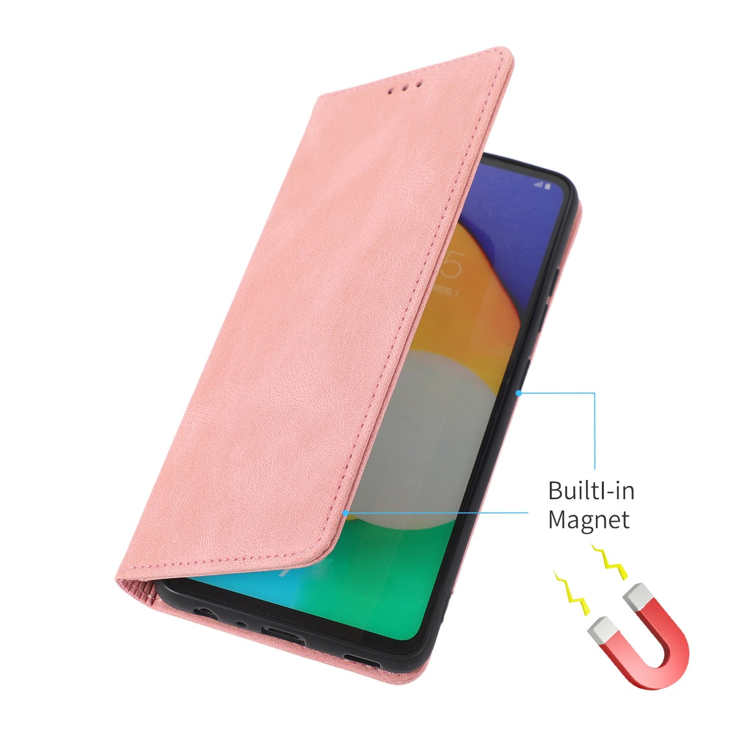 For Samsung Galaxy A52 4G  /  5G / A52s 5G Magnetic Adsorption Phone Case PU Leather Protective Cover with Stand / Wallet