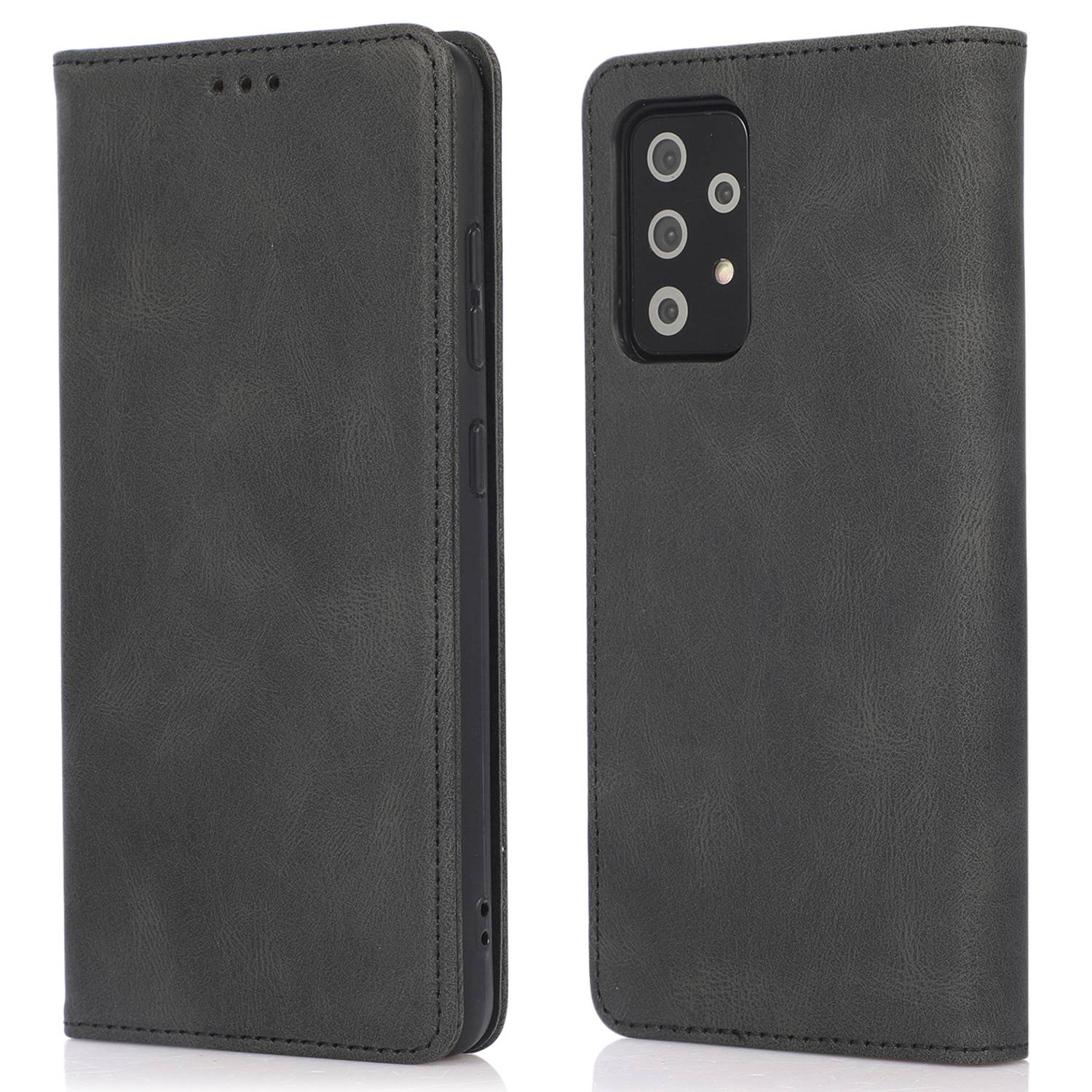 For Samsung Galaxy A52 4G  /  5G / A52s 5G Magnetic Adsorption Phone Case PU Leather Protective Cover with Stand / Wallet