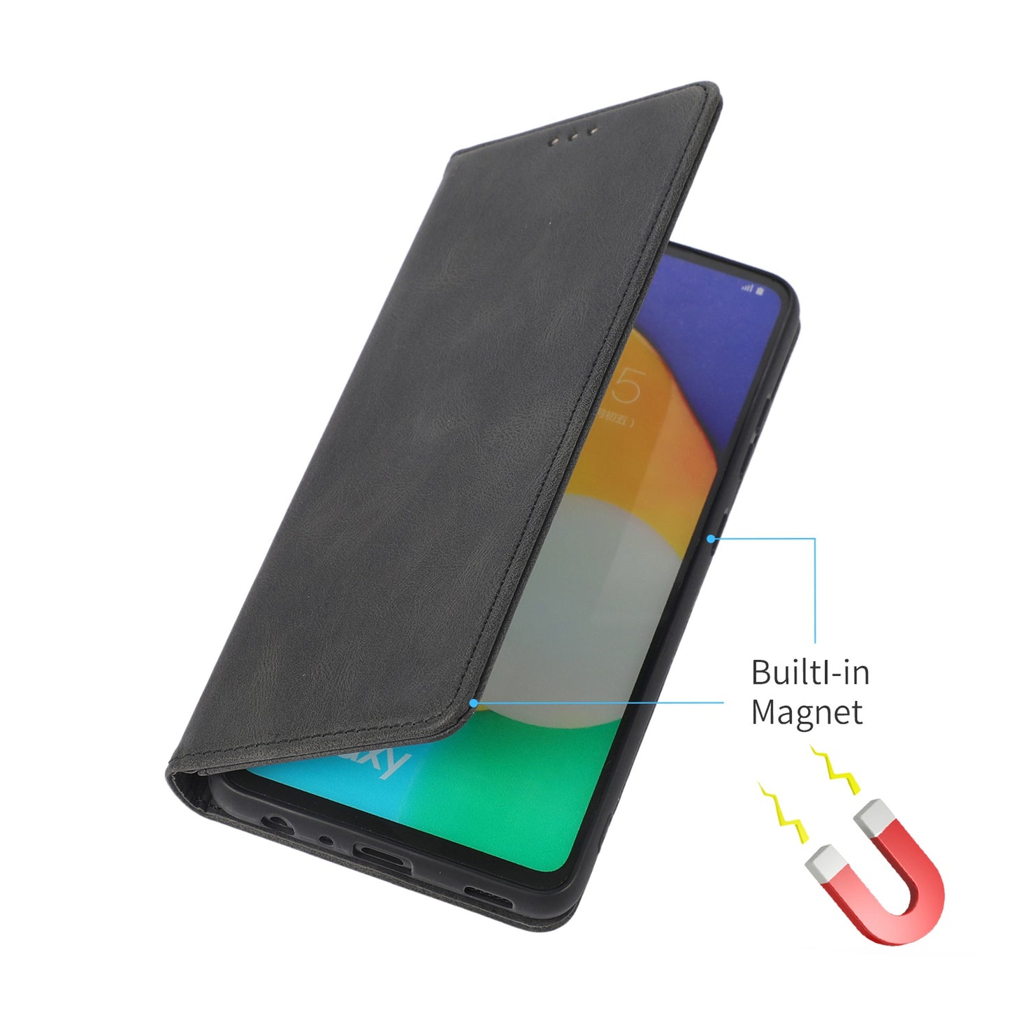 For Samsung Galaxy A52 4G  /  5G / A52s 5G Magnetic Adsorption Phone Case PU Leather Protective Cover with Stand / Wallet