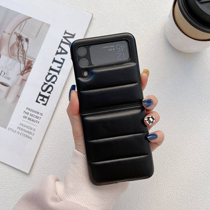 For Samsung Galaxy Z Flip3 5G Soft Touch Lightweight Down Jacket Cover PU Leather Coated PC Shockproof Protective Case