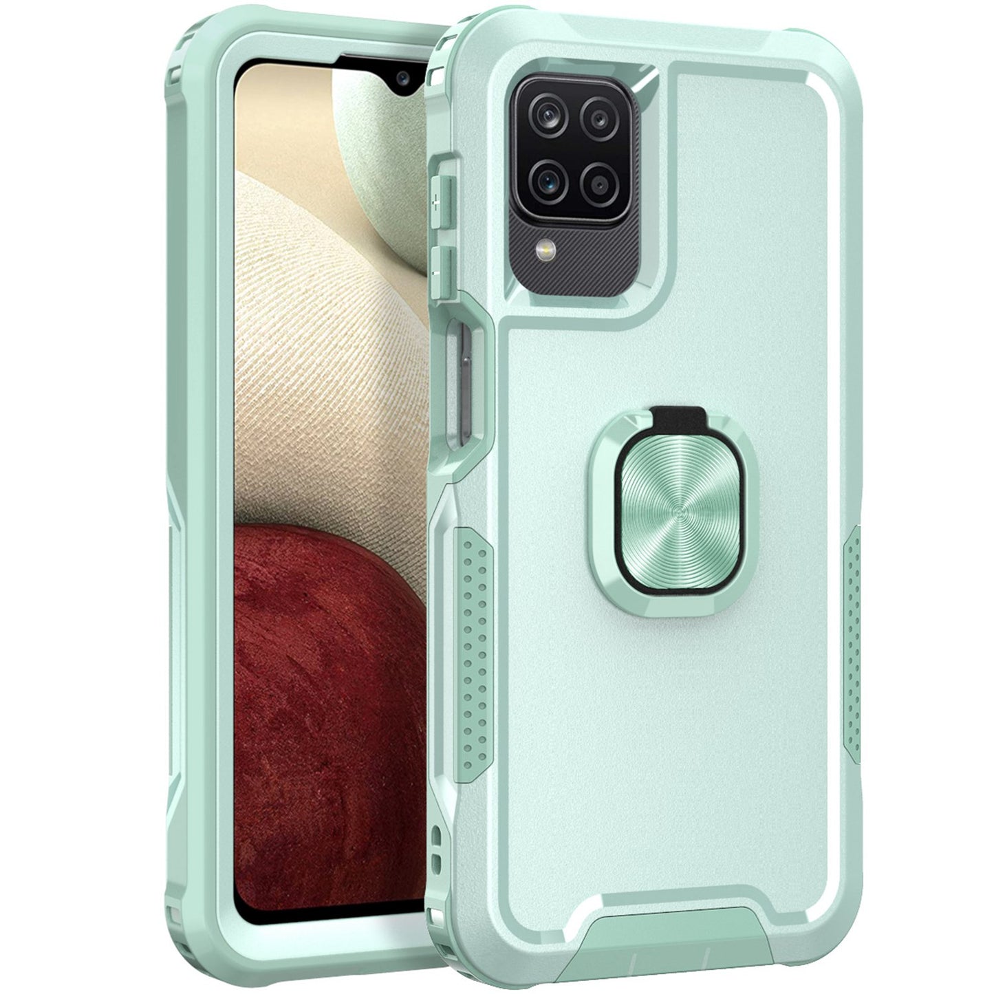 For Samsung Galaxy A12 / A32 5G / A13 5G / M32 5G Rotatable Ring Kickstand Protective Cover PC + Silicone 3-in-1 Drop-proof Phone Case