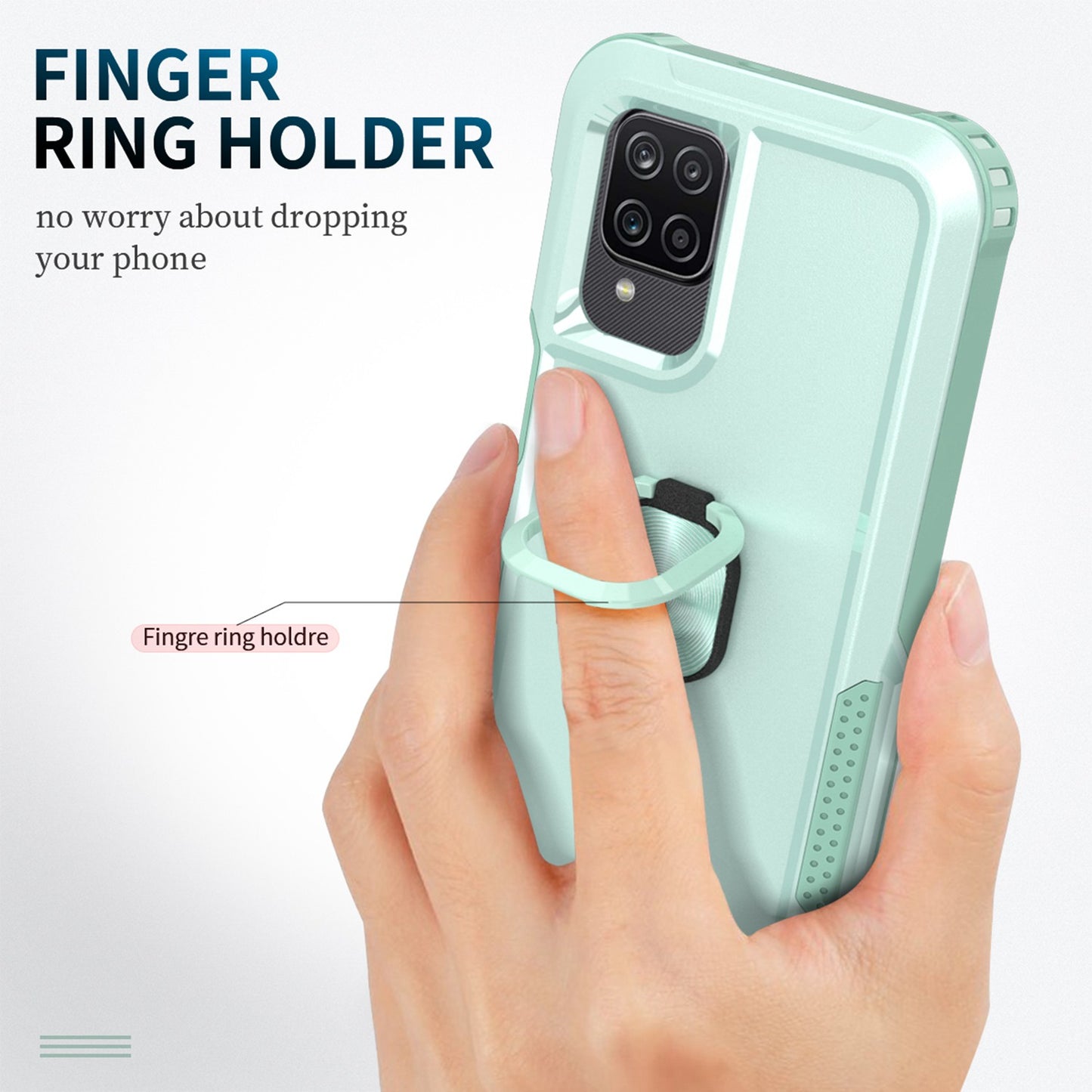 For Samsung Galaxy A12 / A32 5G / A13 5G / M32 5G Rotatable Ring Kickstand Protective Cover PC + Silicone 3-in-1 Drop-proof Phone Case