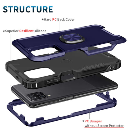 For Samsung Galaxy A12 / A32 5G / A13 5G / M32 5G Rotatable Ring Kickstand Protective Cover PC + Silicone 3-in-1 Drop-proof Phone Case