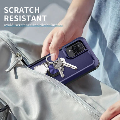 For Samsung Galaxy A12 / A32 5G / A13 5G / M32 5G Rotatable Ring Kickstand Protective Cover PC + Silicone 3-in-1 Drop-proof Phone Case