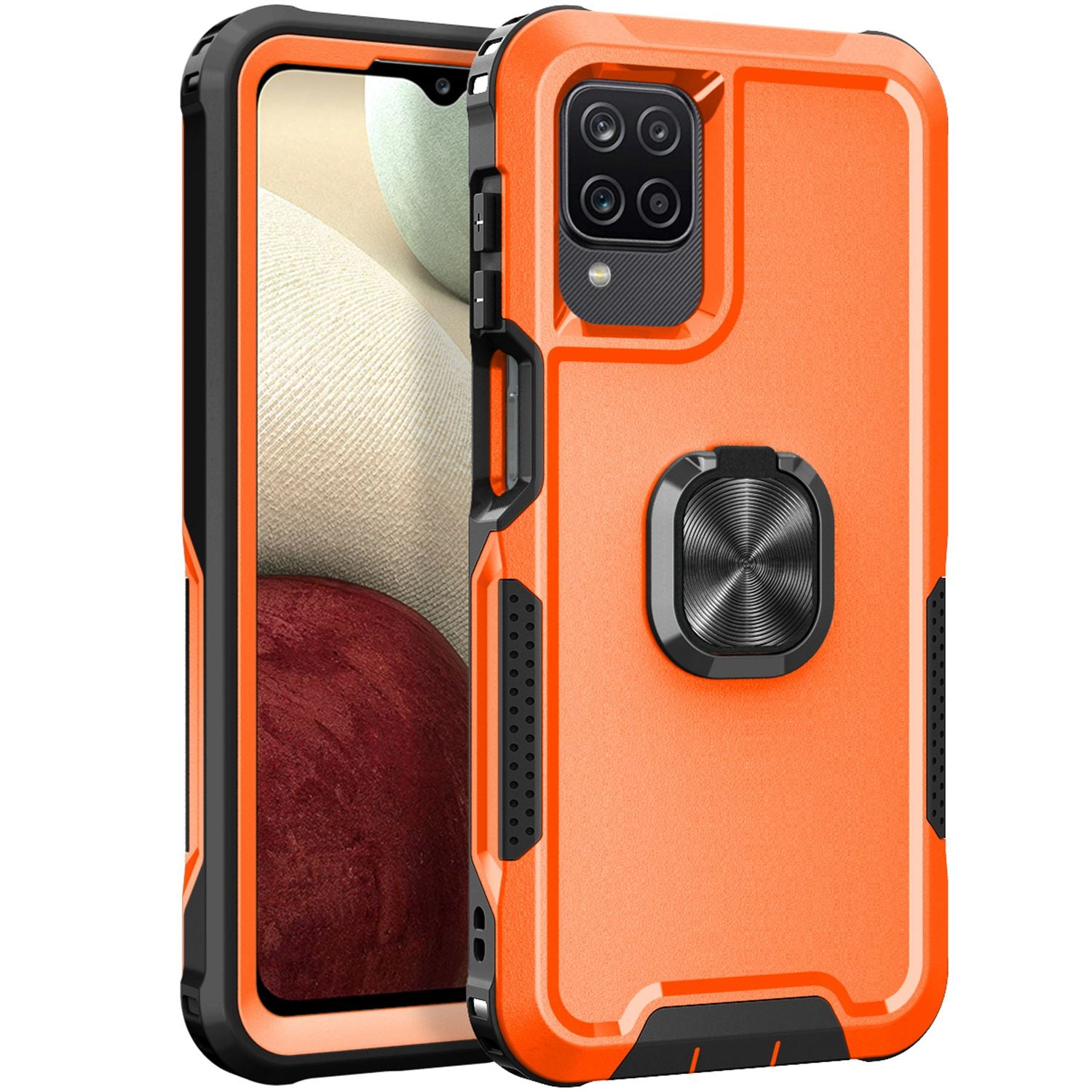 For Samsung Galaxy A12 / A32 5G / A13 5G / M32 5G Rotatable Ring Kickstand Protective Cover PC + Silicone 3-in-1 Drop-proof Phone Case