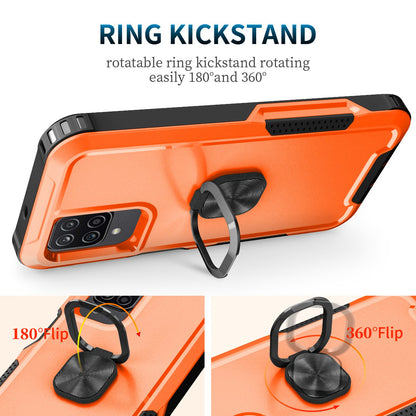 For Samsung Galaxy A12 / A32 5G / A13 5G / M32 5G Rotatable Ring Kickstand Protective Cover PC + Silicone 3-in-1 Drop-proof Phone Case