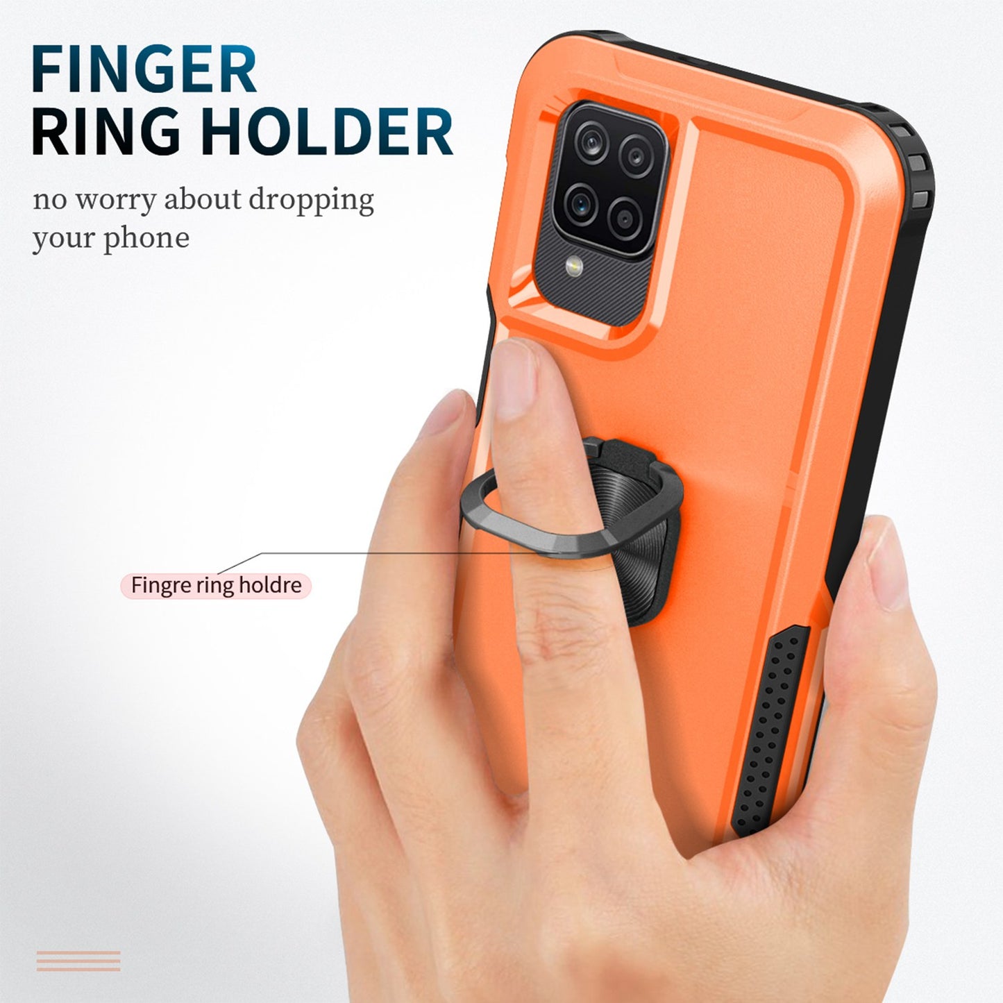 For Samsung Galaxy A12 / A32 5G / A13 5G / M32 5G Rotatable Ring Kickstand Protective Cover PC + Silicone 3-in-1 Drop-proof Phone Case