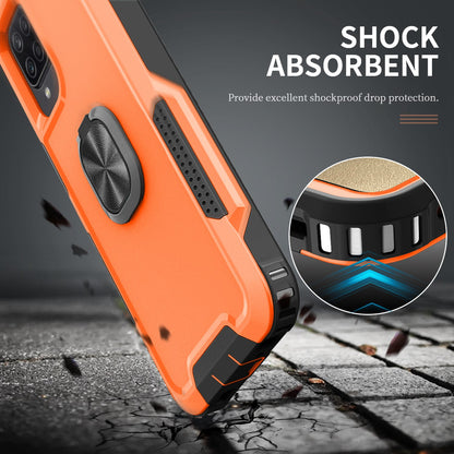 For Samsung Galaxy A12 / A32 5G / A13 5G / M32 5G Rotatable Ring Kickstand Protective Cover PC + Silicone 3-in-1 Drop-proof Phone Case