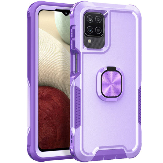 For Samsung Galaxy A12 / A32 5G / A13 5G / M32 5G Rotatable Ring Kickstand Protective Cover PC + Silicone 3-in-1 Drop-proof Phone Case