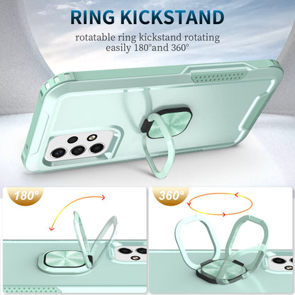 For Samsung Galaxy A73 5G Rotatable Ring Holder Kickstand Phone Case PC + Silicone Anti-scratch Phone Cover