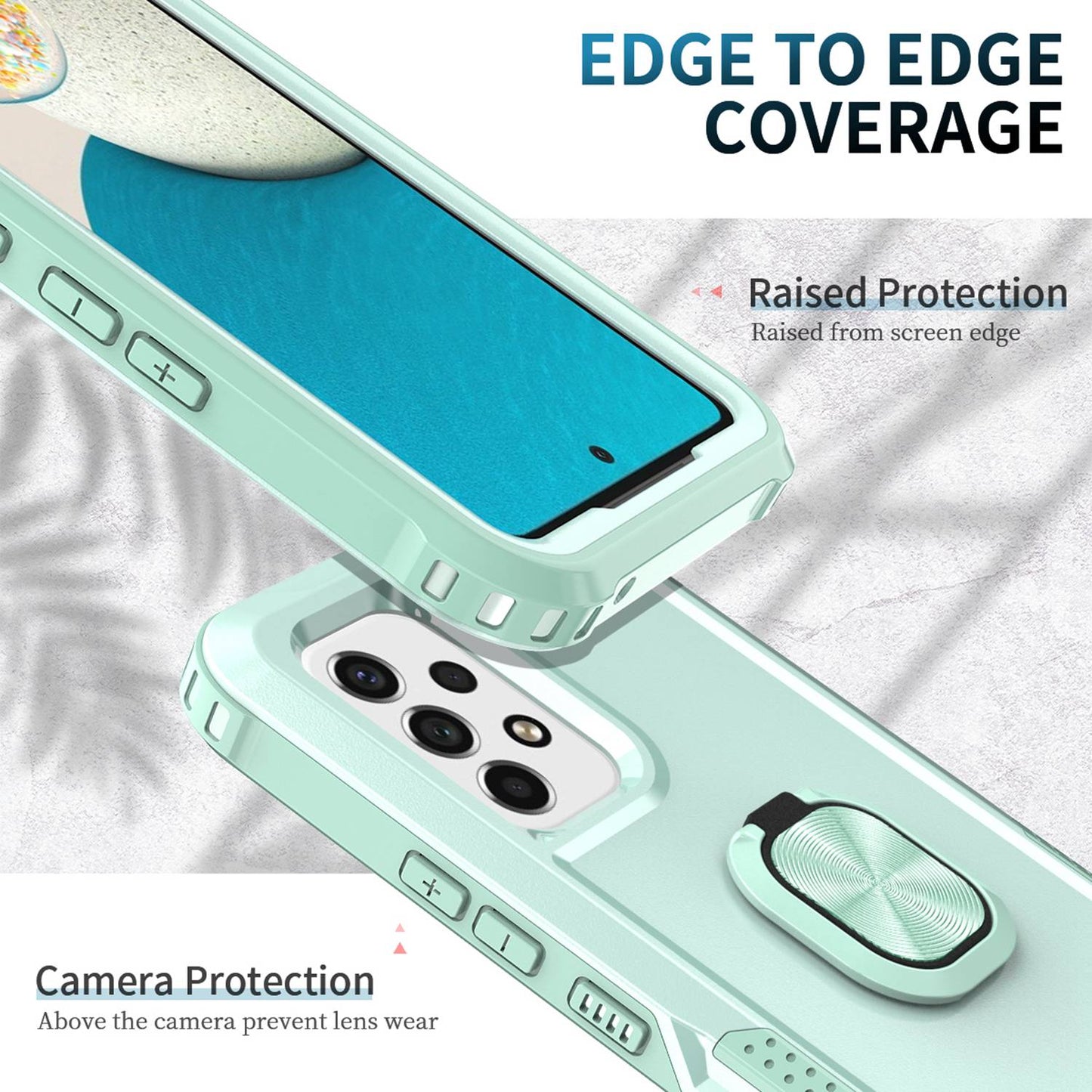 For Samsung Galaxy A73 5G Rotatable Ring Holder Kickstand Phone Case PC + Silicone Anti-scratch Phone Cover