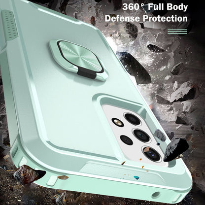 For Samsung Galaxy A73 5G Rotatable Ring Holder Kickstand Phone Case PC + Silicone Anti-scratch Phone Cover