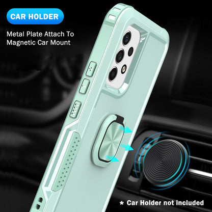 For Samsung Galaxy A73 5G Rotatable Ring Holder Kickstand Phone Case PC + Silicone Anti-scratch Phone Cover