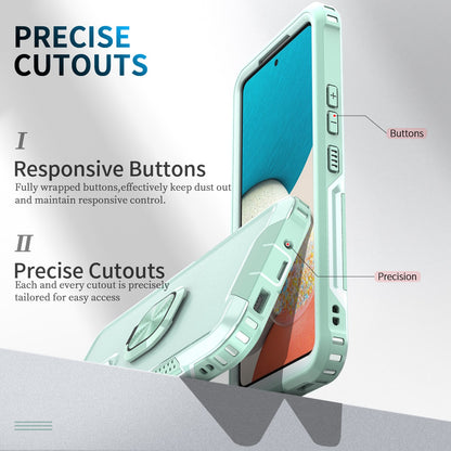 For Samsung Galaxy A73 5G Rotatable Ring Holder Kickstand Phone Case PC + Silicone Anti-scratch Phone Cover