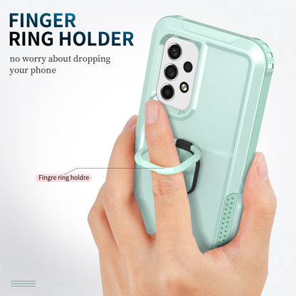 For Samsung Galaxy A73 5G Rotatable Ring Holder Kickstand Phone Case PC + Silicone Anti-scratch Phone Cover