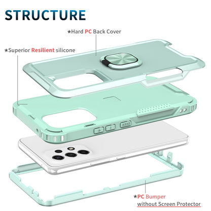 For Samsung Galaxy A73 5G Rotatable Ring Holder Kickstand Phone Case PC + Silicone Anti-scratch Phone Cover