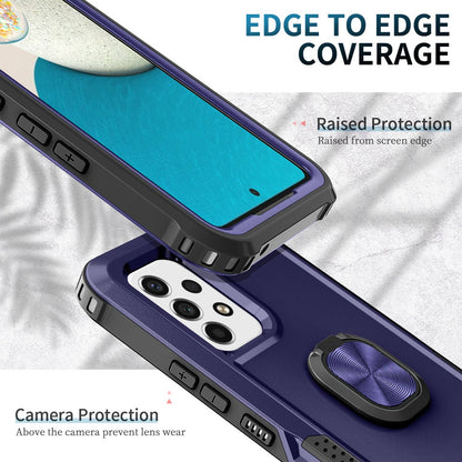 For Samsung Galaxy A73 5G Rotatable Ring Holder Kickstand Phone Case PC + Silicone Anti-scratch Phone Cover