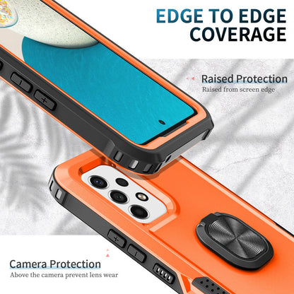 For Samsung Galaxy A73 5G Rotatable Ring Holder Kickstand Phone Case PC + Silicone Anti-scratch Phone Cover