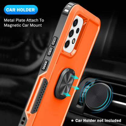 For Samsung Galaxy A73 5G Rotatable Ring Holder Kickstand Phone Case PC + Silicone Anti-scratch Phone Cover