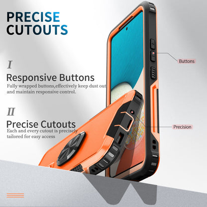 For Samsung Galaxy A73 5G Rotatable Ring Holder Kickstand Phone Case PC + Silicone Anti-scratch Phone Cover