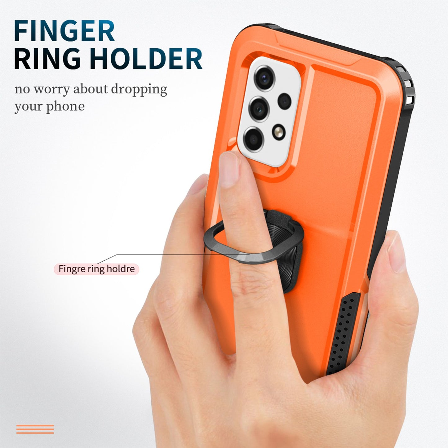 For Samsung Galaxy A73 5G Rotatable Ring Holder Kickstand Phone Case PC + Silicone Anti-scratch Phone Cover