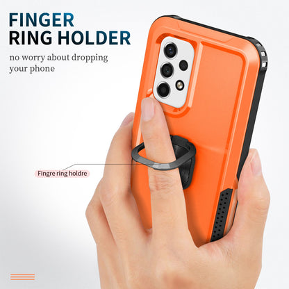 For Samsung Galaxy A73 5G Rotatable Ring Holder Kickstand Phone Case PC + Silicone Anti-scratch Phone Cover