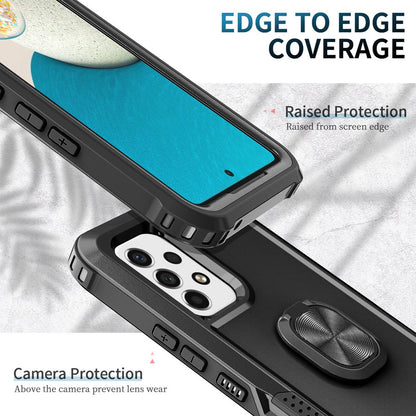 For Samsung Galaxy A73 5G Rotatable Ring Holder Kickstand Phone Case PC + Silicone Anti-scratch Phone Cover