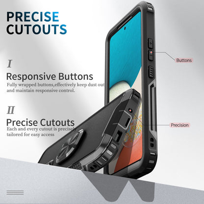For Samsung Galaxy A73 5G Rotatable Ring Holder Kickstand Phone Case PC + Silicone Anti-scratch Phone Cover