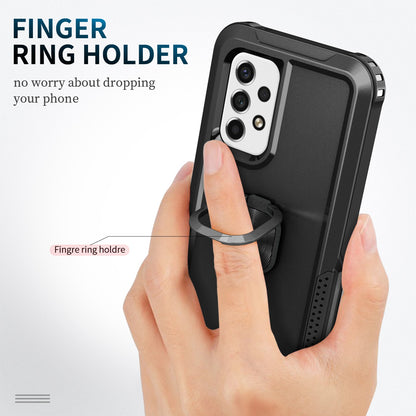 For Samsung Galaxy A73 5G Rotatable Ring Holder Kickstand Phone Case PC + Silicone Anti-scratch Phone Cover