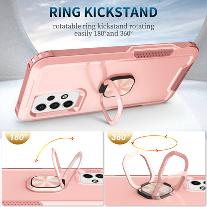 For Samsung Galaxy A73 5G Rotatable Ring Holder Kickstand Phone Case PC + Silicone Anti-scratch Phone Cover