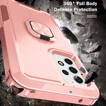 For Samsung Galaxy A73 5G Rotatable Ring Holder Kickstand Phone Case PC + Silicone Anti-scratch Phone Cover