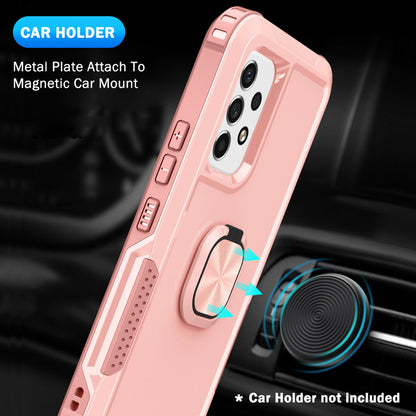 For Samsung Galaxy A73 5G Rotatable Ring Holder Kickstand Phone Case PC + Silicone Anti-scratch Phone Cover