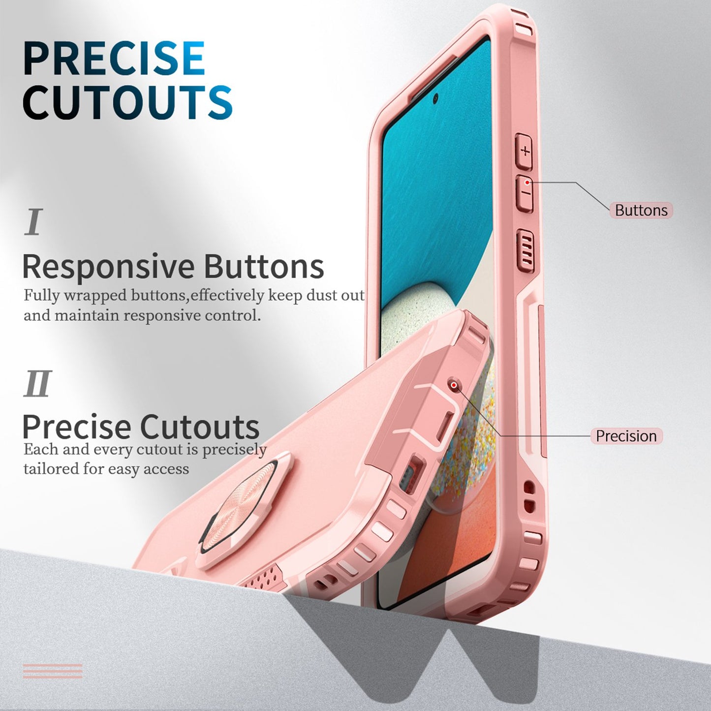 For Samsung Galaxy A73 5G Rotatable Ring Holder Kickstand Phone Case PC + Silicone Anti-scratch Phone Cover
