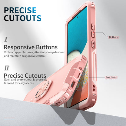 For Samsung Galaxy A73 5G Rotatable Ring Holder Kickstand Phone Case PC + Silicone Anti-scratch Phone Cover