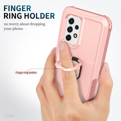 For Samsung Galaxy A73 5G Rotatable Ring Holder Kickstand Phone Case PC + Silicone Anti-scratch Phone Cover