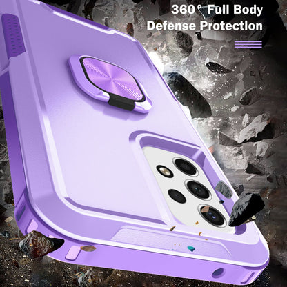 For Samsung Galaxy A73 5G Rotatable Ring Holder Kickstand Phone Case PC + Silicone Anti-scratch Phone Cover