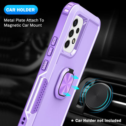 For Samsung Galaxy A73 5G Rotatable Ring Holder Kickstand Phone Case PC + Silicone Anti-scratch Phone Cover