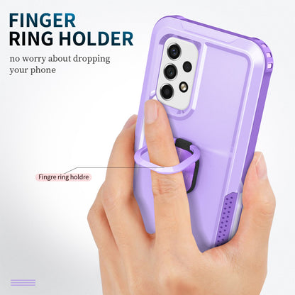 For Samsung Galaxy A73 5G Rotatable Ring Holder Kickstand Phone Case PC + Silicone Anti-scratch Phone Cover